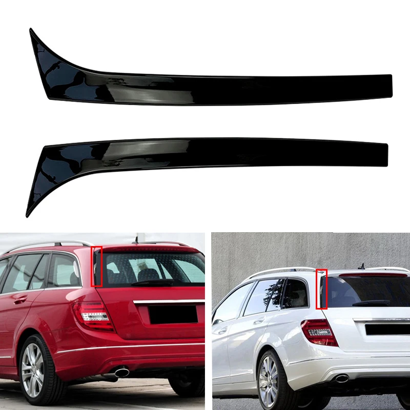 

Car Rear Window SideTrunk Spoiler Wing Flap Gloss Black Stickers For Mercedes-Benz C-Class W204 C200 C260 Variant Wagon 07-14