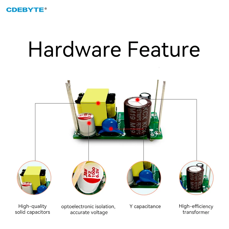 5PCS AC-DC Buck Power Supply Module Small Size Ultra Low Power Consumption CDEBYTE AM11-12W05V Shell Protection Power Module
