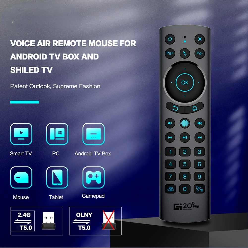 

G20BTS PLUS Smart Voice Remote Control 2.4G BT5.0 Wireless Air Mouse Gyroscope IR Learning Remote Control for Android TV Box