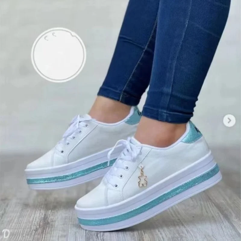 

Casual Sneakers Women's 2022 Fashion Plus Size 43 Ladies Casual Vulcanized Shoes Lace Up Thick Sole Sneakers Women's Shoes