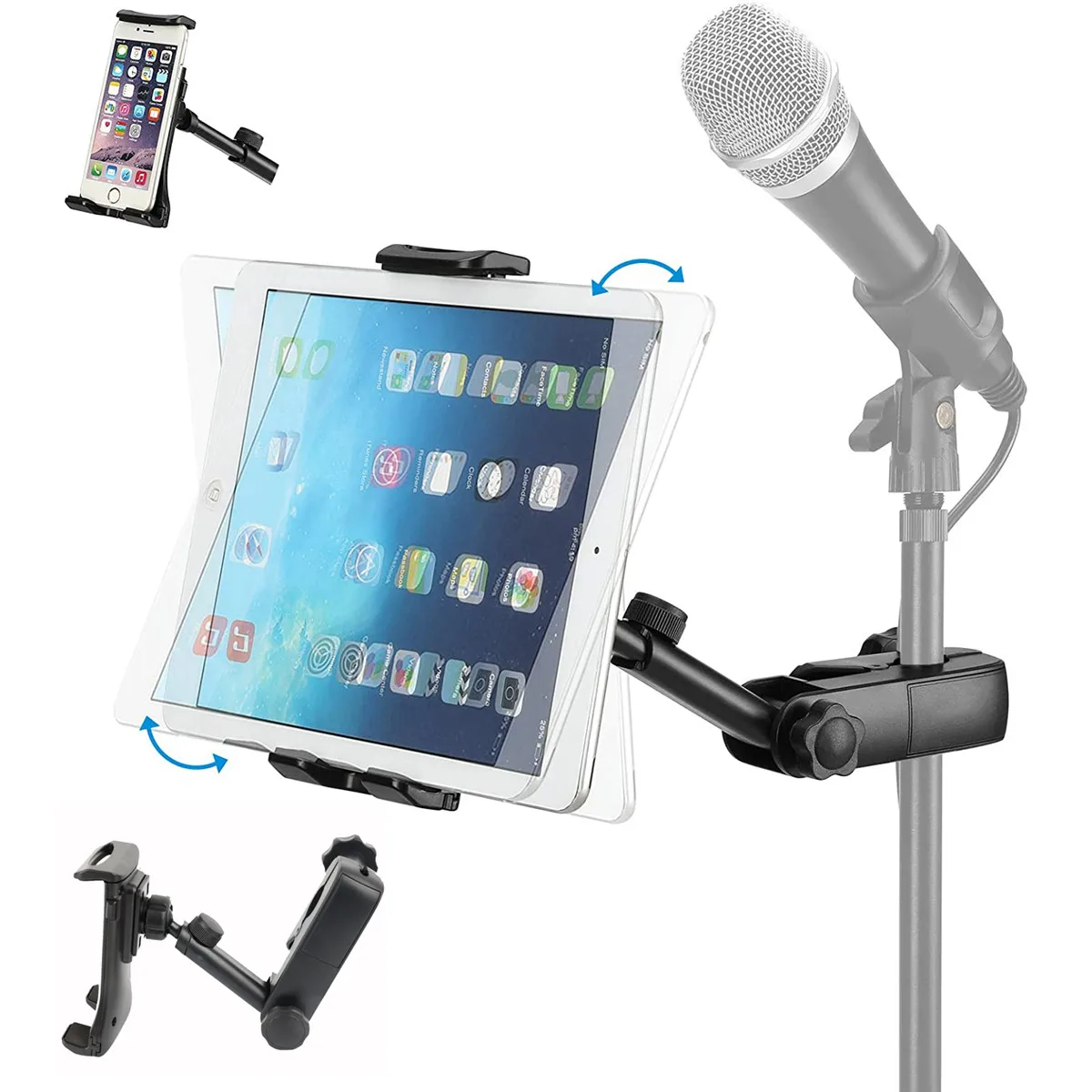 

Universal Microphone Mic Music Stand Mount Phone Holder Tablet Holder Clamp