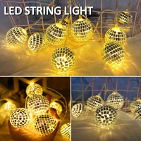 3 v 10 led disco mirror ball party string light christmas lanterns battery operated garden home terraces decoration