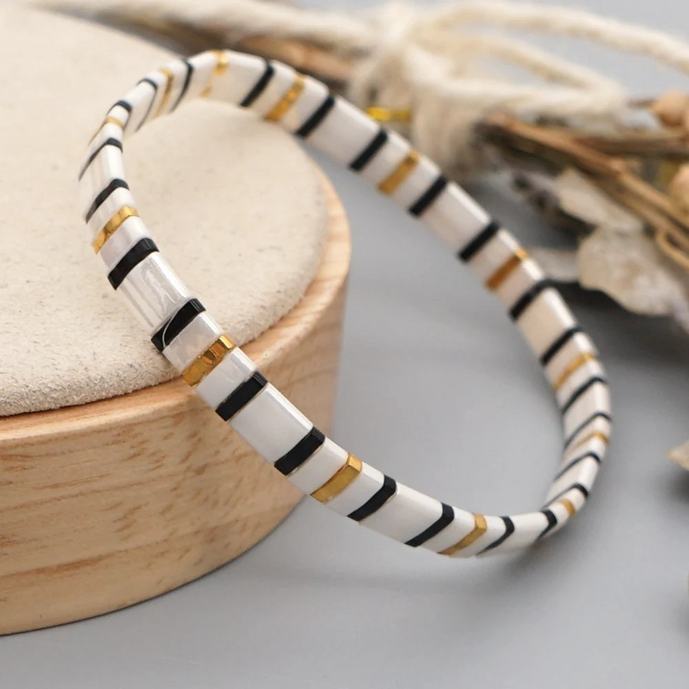 Go2Boho черный белый золотой цвет Tila Pulseras Mujer Moda модный браслет ювелирное изделие из