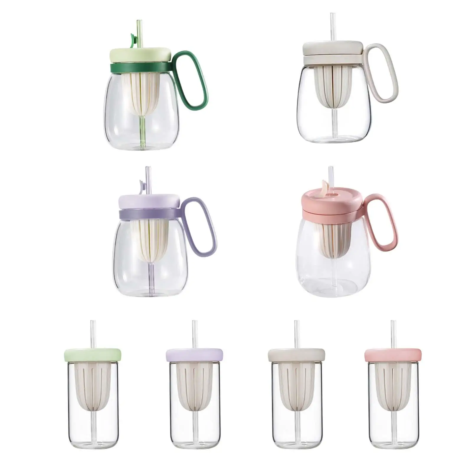Portable Drinking Cup for Kids, Iced Coffee Cartoon Glass Tu