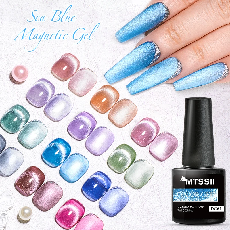 

Mtssii Sea Blue Cat Magnetic Gel Nail Polish Snowlight Auroras Varnish Pink Semi Permanent Soak Off UV LED Nail Art Gel Varnish
