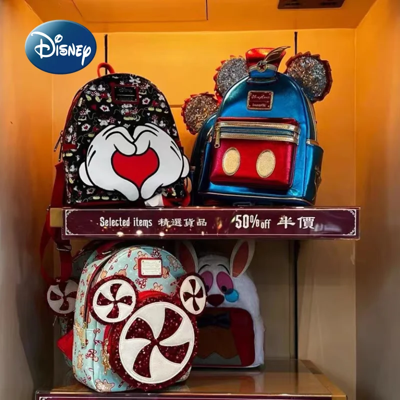 Disney Original New Mini Backpack Mickey Minnie Cartoon Fashion Women's Backpack Luxury Brand 3D Heart Shaped Girls' Schoolbag enlarge