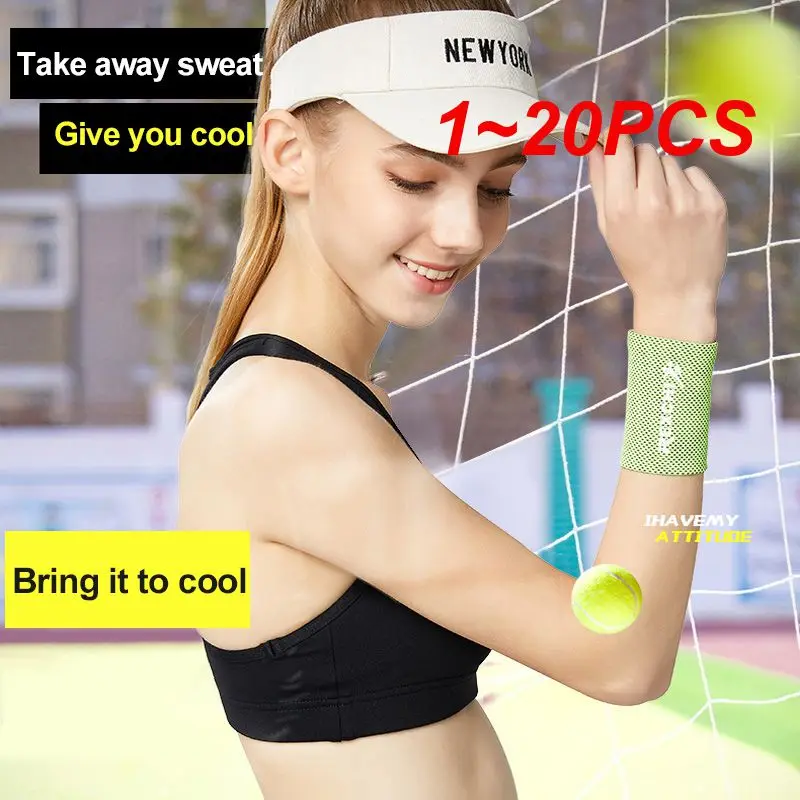 

1~20PCS Sport Sweatband For Gym Yoga Volleyball Hand Sweat Band Wrist Brace Support Breathable Ice Cooling Tennis Wristband Wrap