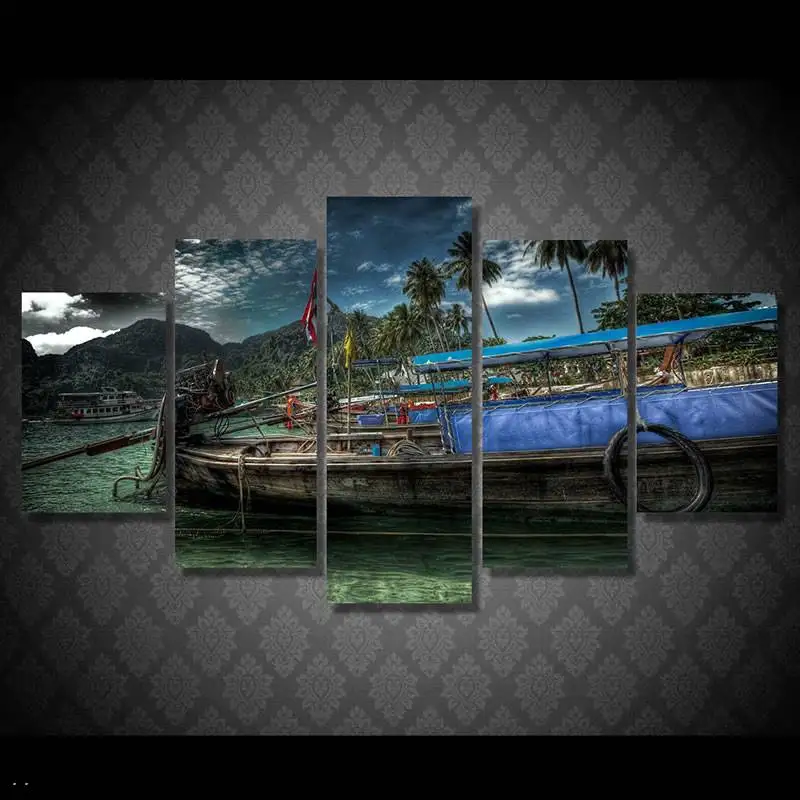 

Hd печатная пляжная Рыбалка лодка картина холст печать декор комнаты печать плакат картина холст Бесплатная доставка/90619