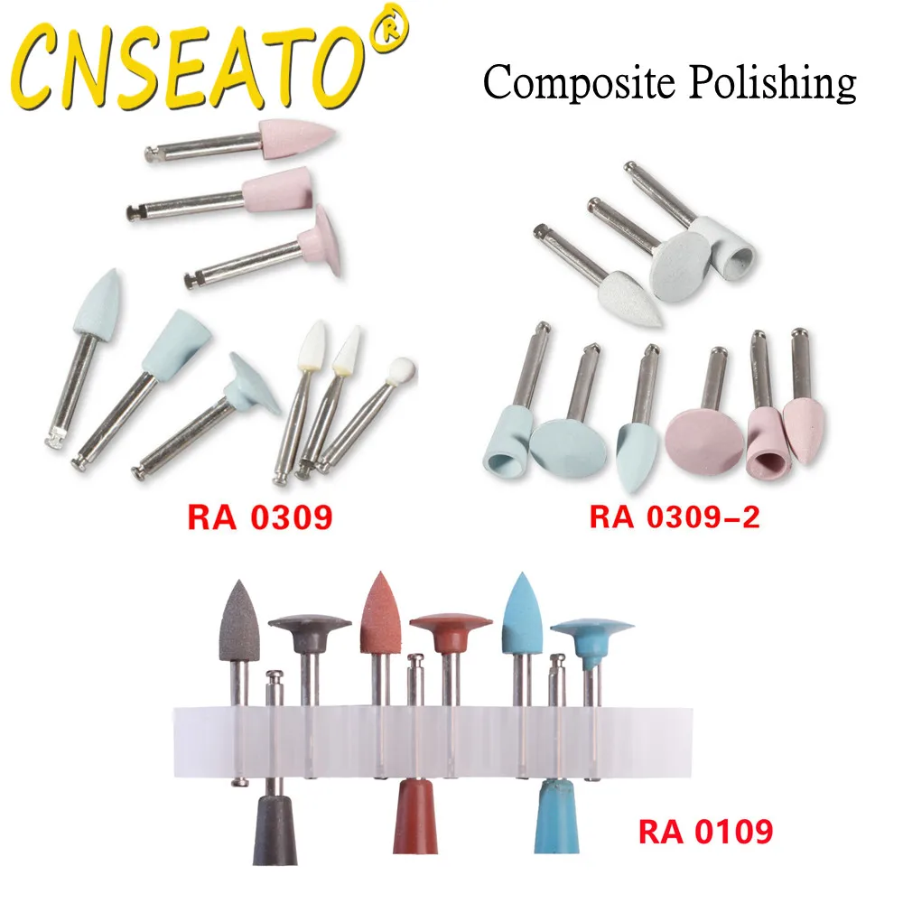 9PC Dental Polishing Kit Composite Resin Rubber Porcelain Teeth Polisher For Low Speed Machine Bur Drill Silicon Dentistry RA039