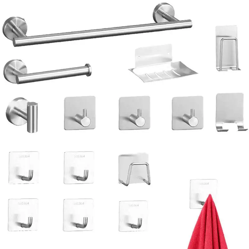 

Набор аксессуаров для ванной комнаты, набор полотенец из матового никеля, набор аксессуаров из нержавеющей стали для ванной комнаты с вешал...