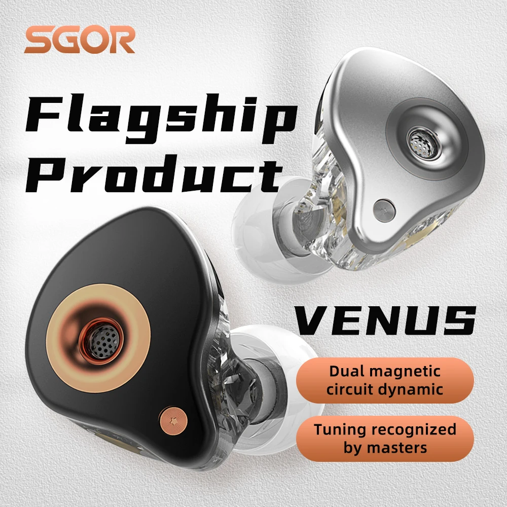 

Динамические наушники SGOR VENUS HIFI Super Bass, наушники-вкладыши с монитором, музыкальные наушники, Спортивная гарнитура с шумоподавлением для спор...