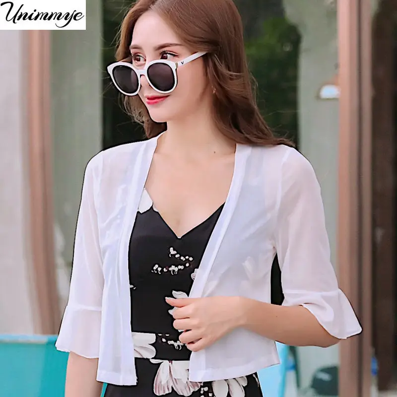 

Summer White Short Sleeve Women Boleros Shrugs Chiffon Bolero Bridal Cape Evening Formal Party Dress Cape Shawls and Wraps J575