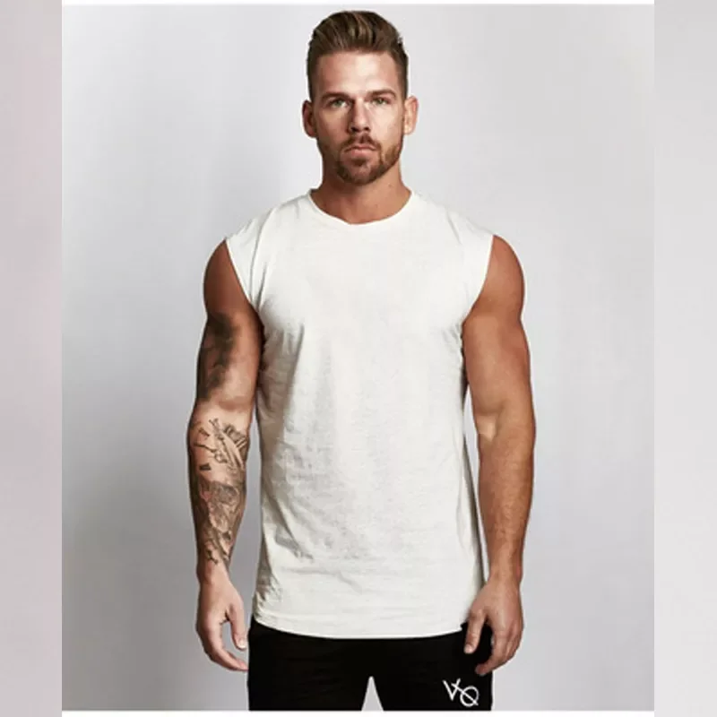 

Pure Color Cotton Men's Vest Casual Sleeveless Men's Tops Muscle Fitness Brothers Cross-Border Men's Sports Wear