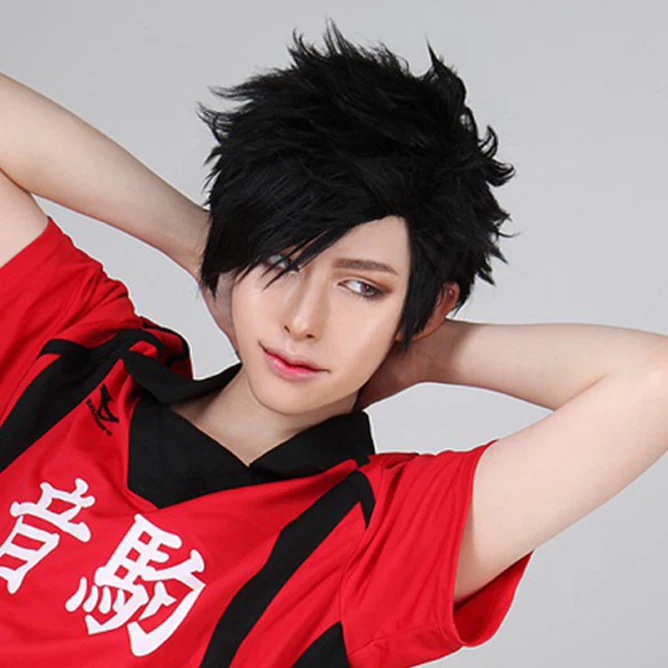 

Haikyuu! Волейбол Tetsurou Kuroo Tetsuro короткий черный термостойкий косплей костюм парик