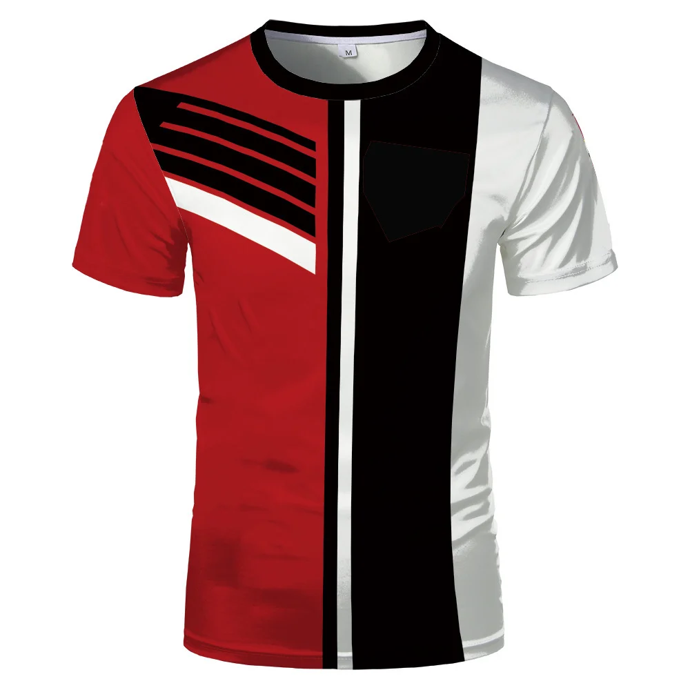 

Футболка мужская с круглым вырезом, простая трендовая рубашка черного, красного и белого цветов, Модная тонкая летняя одежда