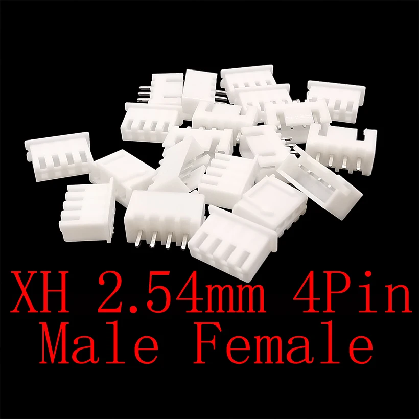 

100Pcs XH2.54 4Pin Pitch 2.54mm JST Plastic Shell Terminal Connector Male Female Plug Socket Housing Pin Header Wire Connectors