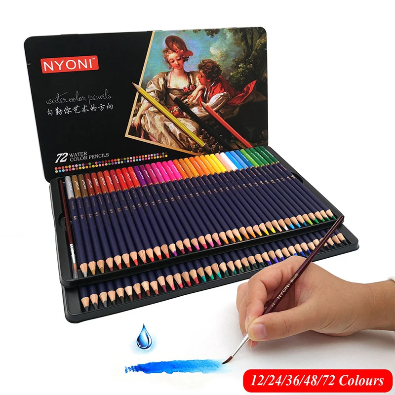 24/36/48/72/100 color profession drawing pencils set water-soluble color pencil set gift box hand-painted learning supplies