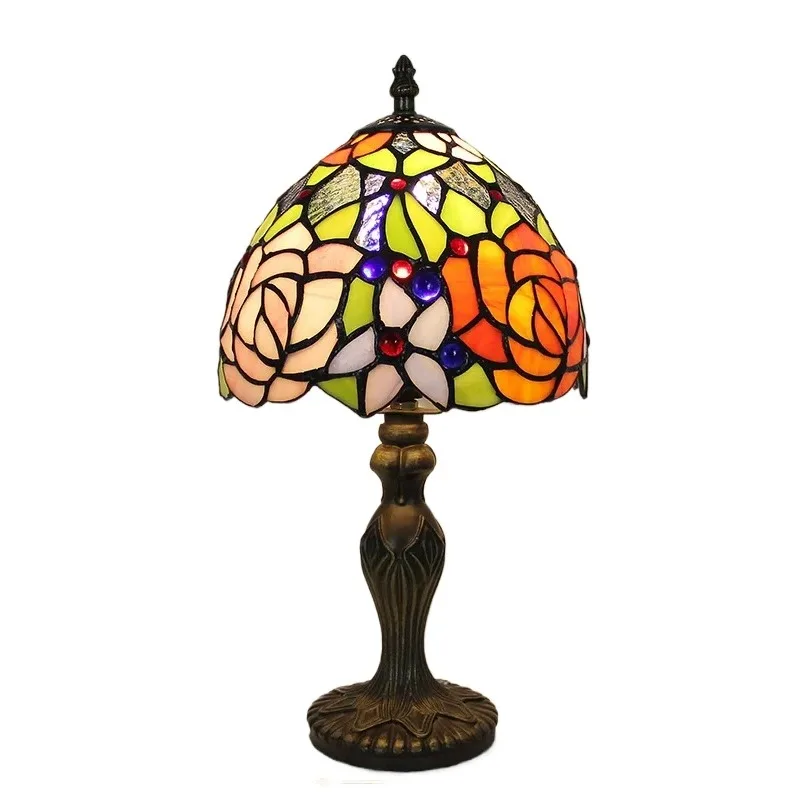 8-дюймовый классический витражный абажур в стиле ретро с цветком розы церковный