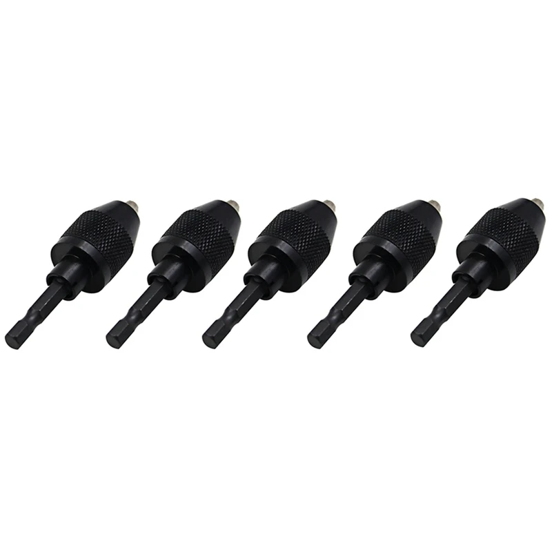 

5Pcs Keyless Drill Chuck For Impact Driver, Chuck Conversion Adapter, 1/4Inch Hex Shank Convert Cordless Screwdrivers