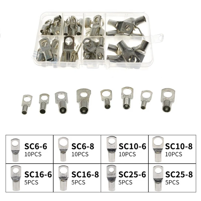 Большая сделка 60 шт. отверстие для болтов луженые медные кабельные наконечники