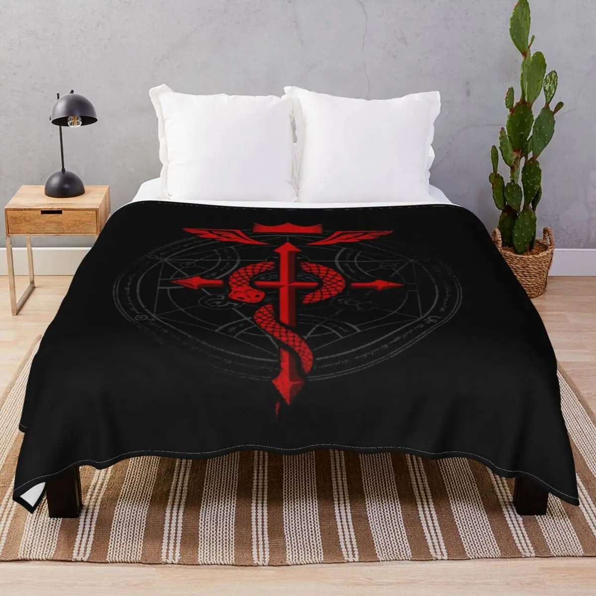 Fullmetal Alchemist Flamel Blanket Flannel All Season Portable Throw Blankets for Bed Home Couch Camp Cinema