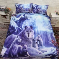 wolf family bedding set twin queen size 3d animal snow wolves pattern duvet cover with pillowcases for kids teen adults 3pcs
