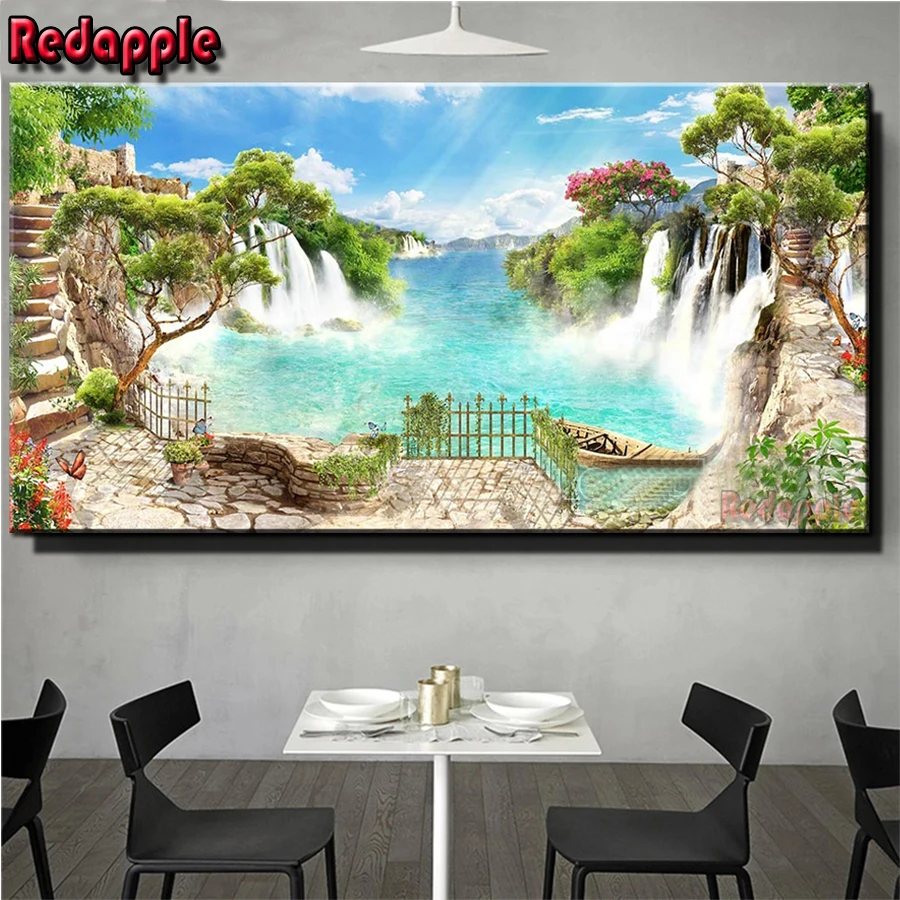 

Waterfall Lake Scenery Diamond Painting needlework 5D DIY Mosaic Embroidery Kit Full Drill Home Decor Handmade gift Cross Stitch