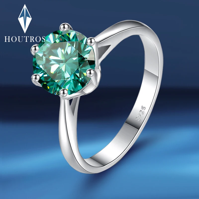 

Houtros D VVSI зеленая фотография 1/2/3 Carart 6 коготь помолвка обещание бриллиантовое кольцо искусственное серебро ювелирные изделия GRA