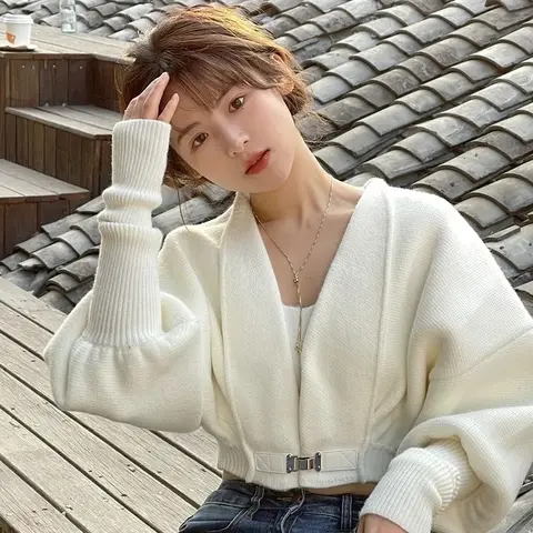 Укороченные простые кардиганы для женщин, мягкие милые модные Универсальные шикарные вязаные свитеры в Корейском стиле для девочек, Новое поступление 2022