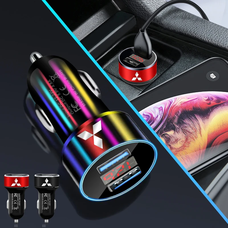 

Car Charger Dual USB Digital Display Voltmeter for Mitsubishi Ralliart Lancer EX Outlander ASX Evo X RVR Mirage Car Accessories