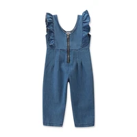 kids denim suspender pants overalls baby girls clothes 2022 summer ruffle sleeveless backless jumpsuit infant children outfits