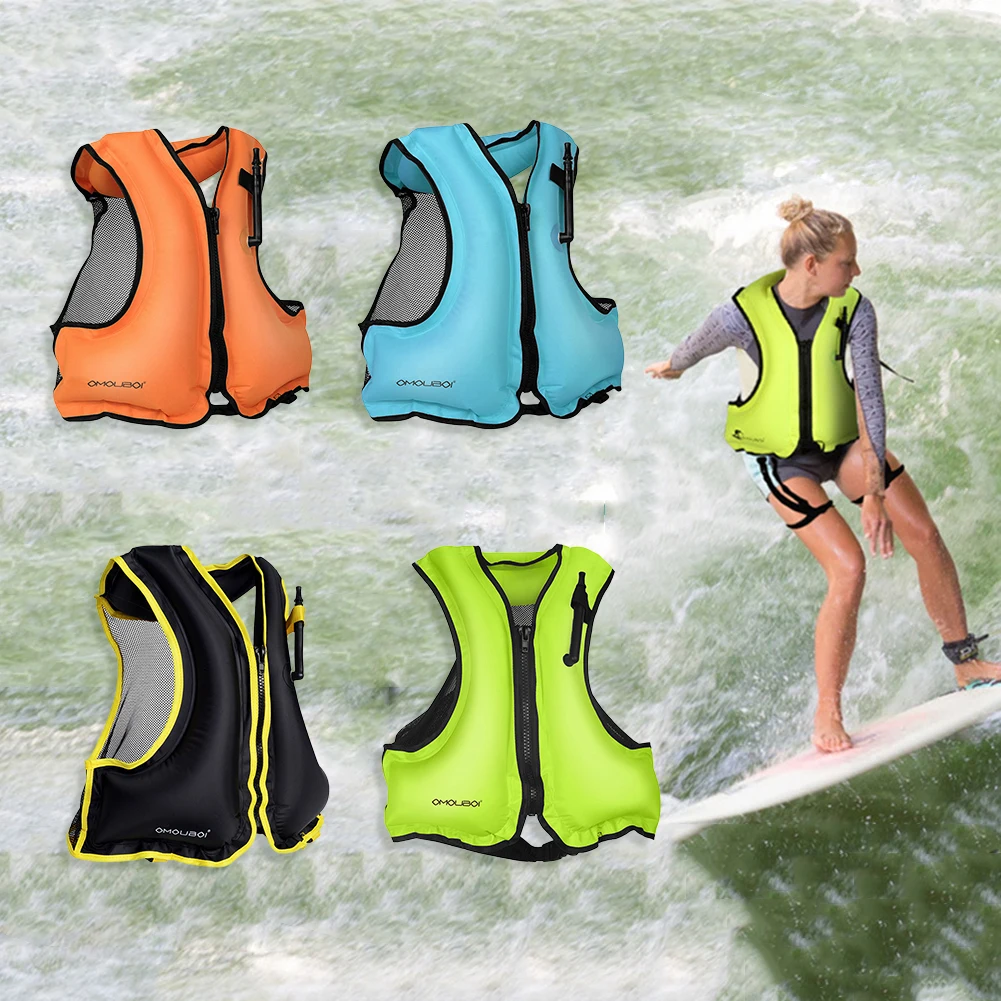

Boating Life Vest Inflatable PVC Outdoor Swimming Boating Skiing Driving Vest Survival Suit Polyester for Swimming Sea Fishing