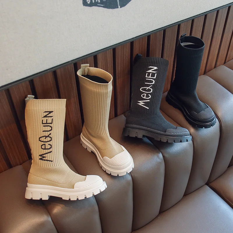 

Princess Sock Boots Fashion Winter Breathable Boots Kids Long Boots for Big Girls 2022 Snow Boots Children Shoes Free Shipping