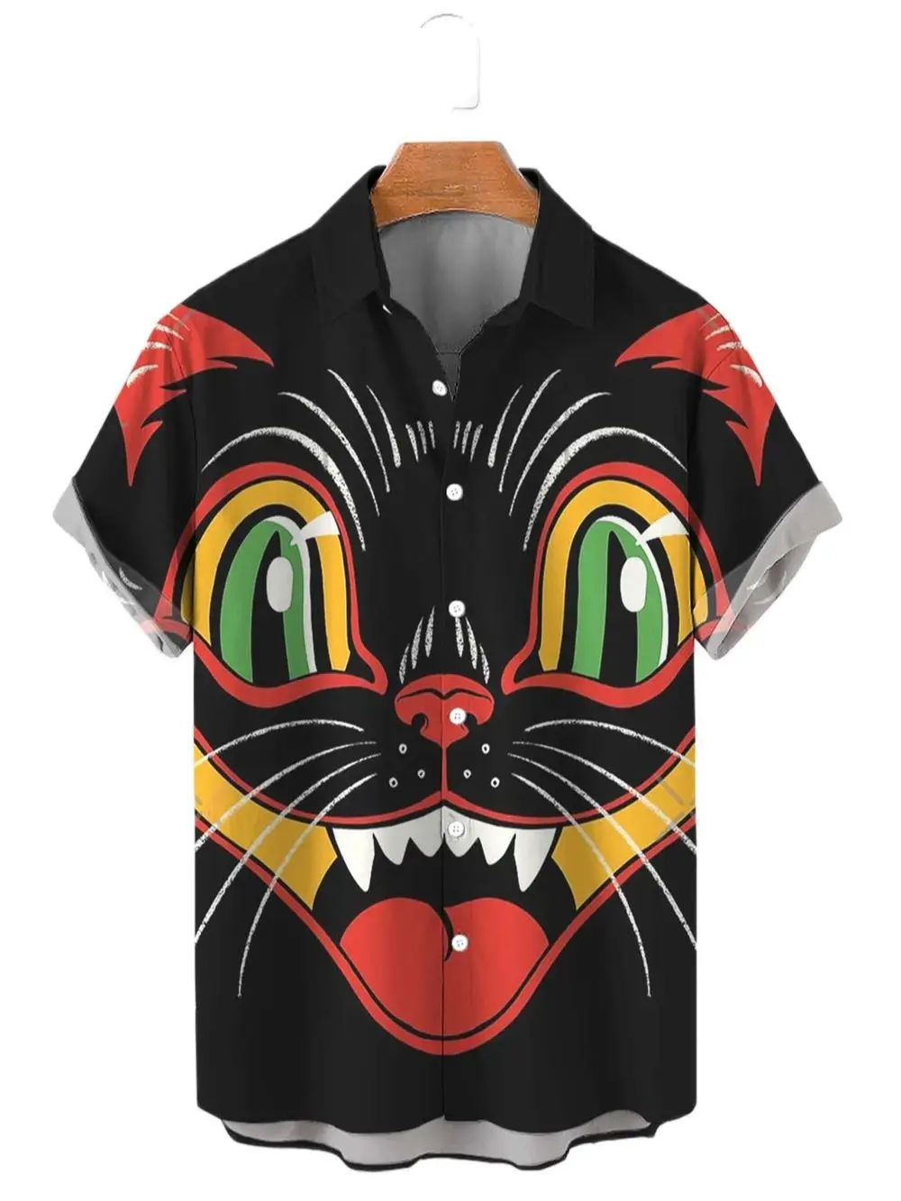 

Hawaiian Shirt for Man Casual Short Sleeve Anime Blouse Cartoon Men's Shirt Summer Male Clothes Street Retro Animal Cat 3d Lapel