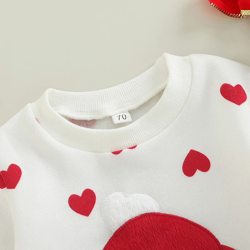 Инфант-бэби свитшоты-ромперы на Рождество с длинными рукавами, круглым вырезом и принтом Санты в форме сердца для мальчиков и девочек от 0 до 24 месяцев.
