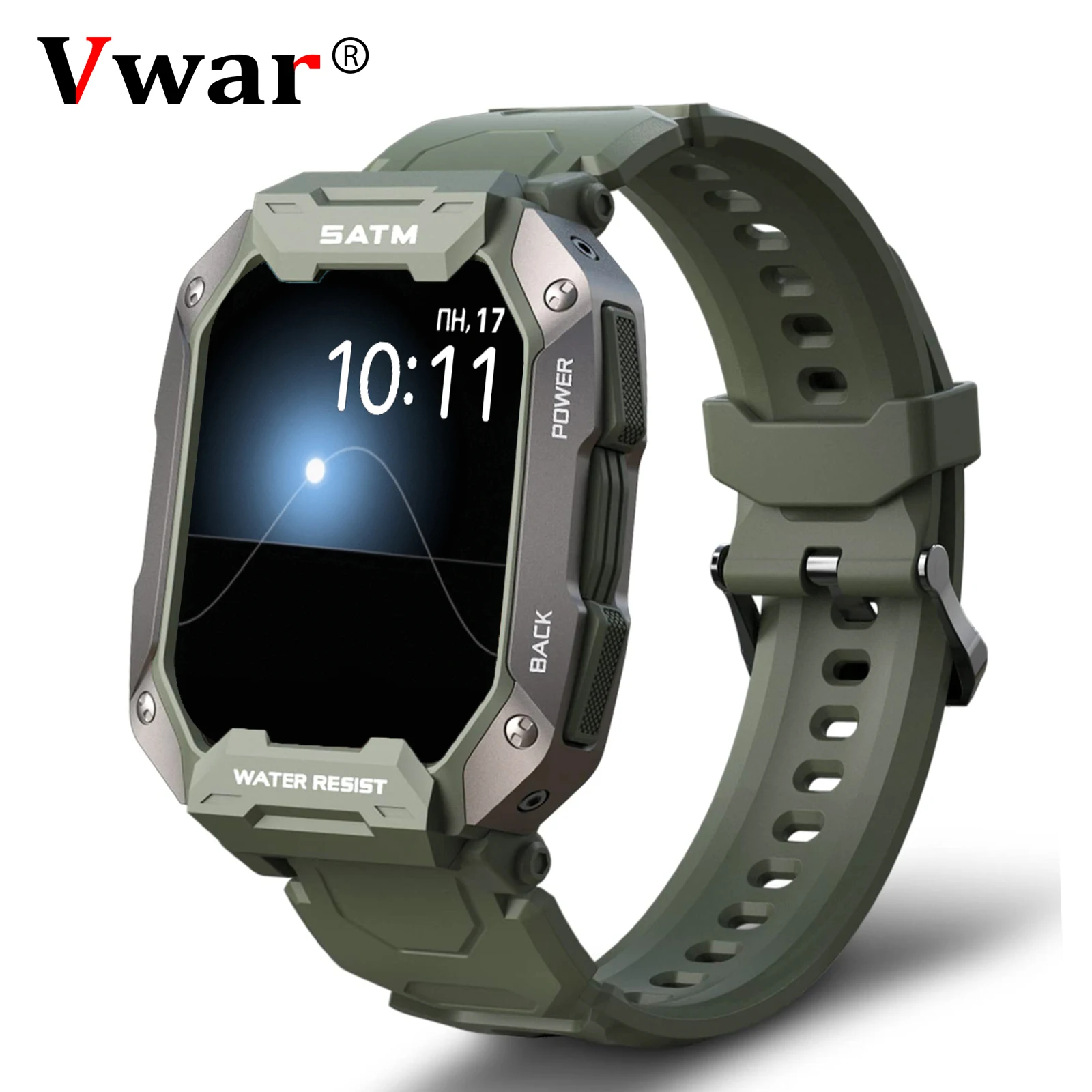 

Military Smart Watch for Men Outdoor Tactical Smartwatch IP68 5ATM Waterproof Rugged Fitness Tracker for Samsung iPhone Xiaomi