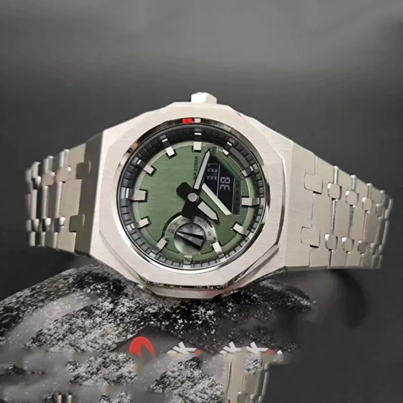 Modification Kit For Casio G Shock GM-2100 Gen5 Silicone strap + metal case For Casio GM2100 Stainless Steel Watch Band