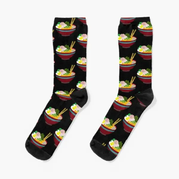

Special Ramen Noodles Crew Socks Black Cute Mens Cartoon Pattern Best Ladies Comfortable Funny Breathable Short Women Cotton