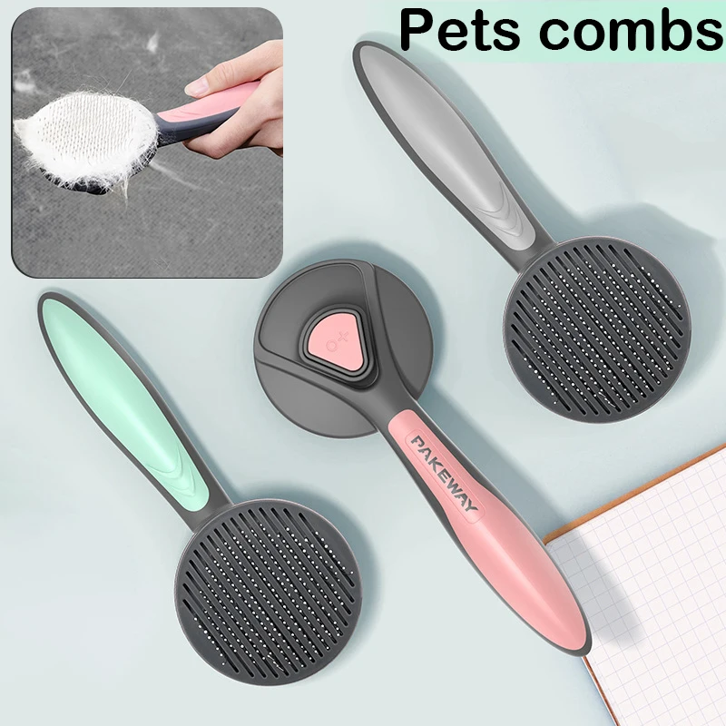 

Self Cleaning Pet Comb Round End Brush Teeth Dog Cat Hair Removal Massage Brush for Furry Pet Deshedding Hair TSL1