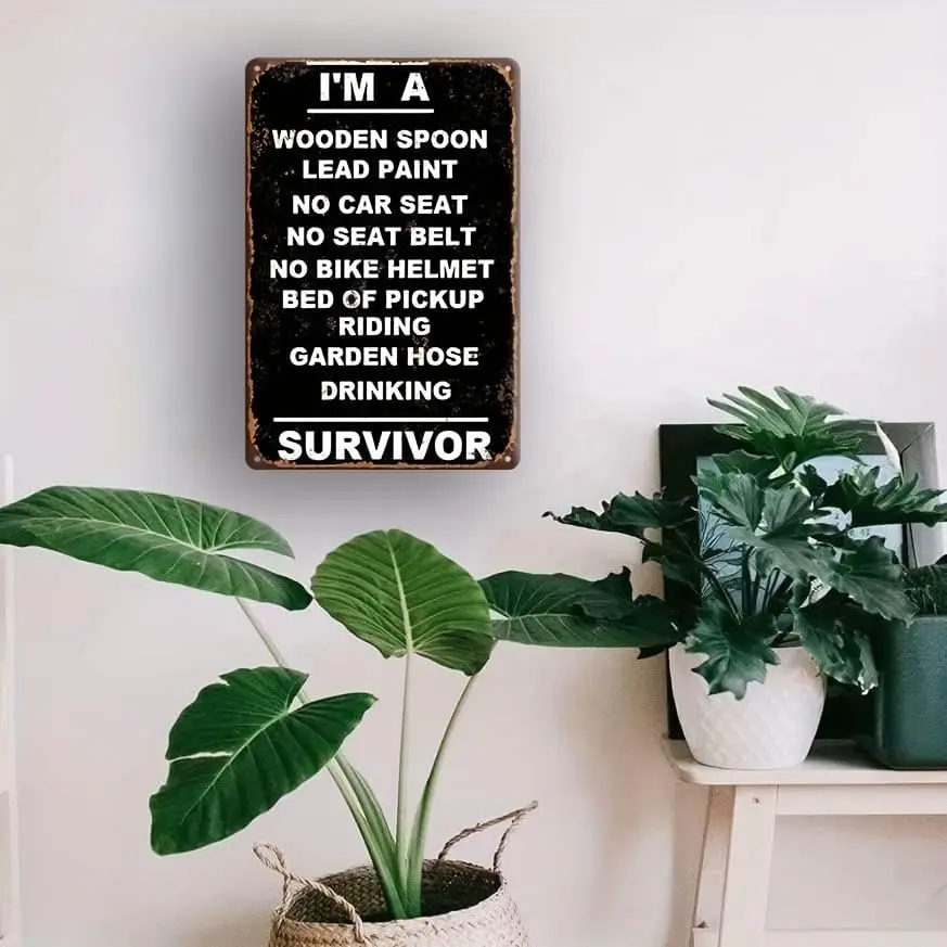 Винтажный металлический жестяной знак - Alcohol Survivor (12x8) Подходит для улицы патио