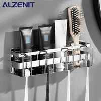 bathroom multifunctional toothbrush holder stainless steel cup holder wall mounted toothpaste rack toiletries storage rack