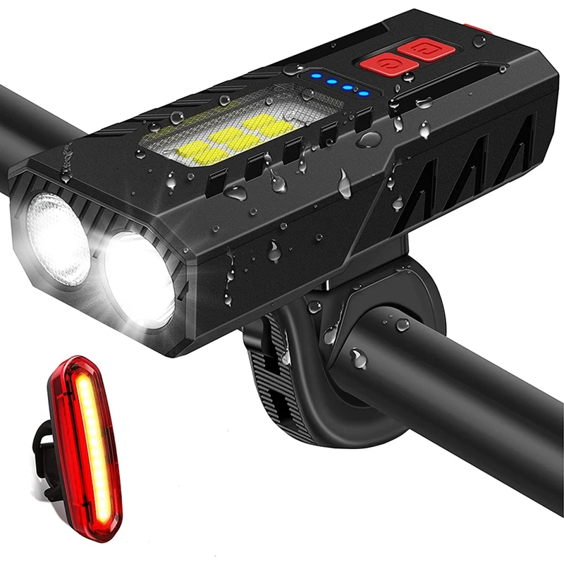 

Bike Lights Front and Back Life Waterproof Super Bright Bicycle Lights 6 Lighting Modes Mountain Road Cycle Lights