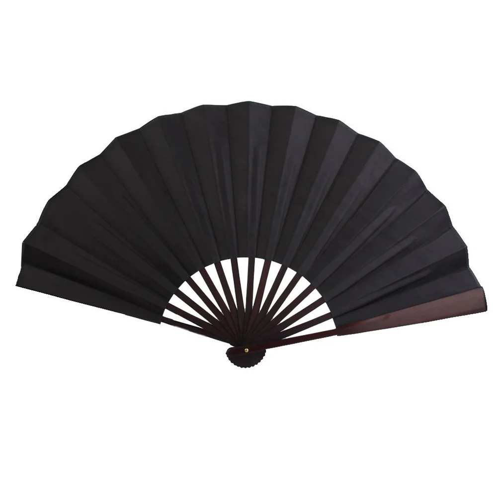 

Fan Folding Men Hand Handheld Blank Silk Foldable Fans Chinese Shandicraft Forblack Fabric Holding Printing Printed