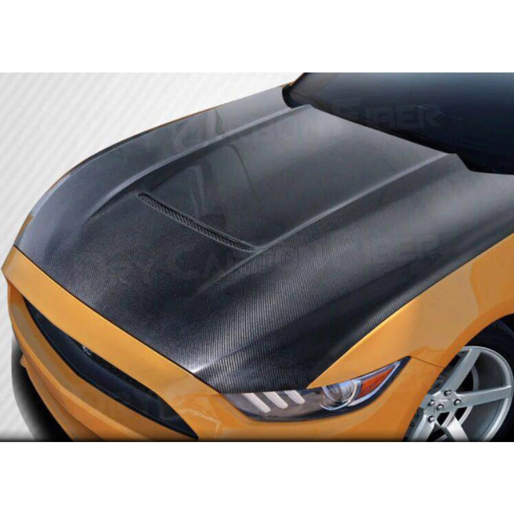 For Ford Mustang Coupe Convertible 2 Door 2015-2017 Carbon Fiber Front Hood Covers Bumper Engine Bonnet Decoration Trims