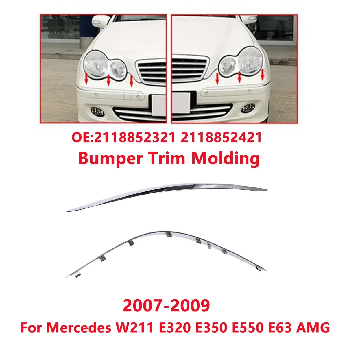 Пара автомобильных передних бамперов хромированная отделка молдинг замена