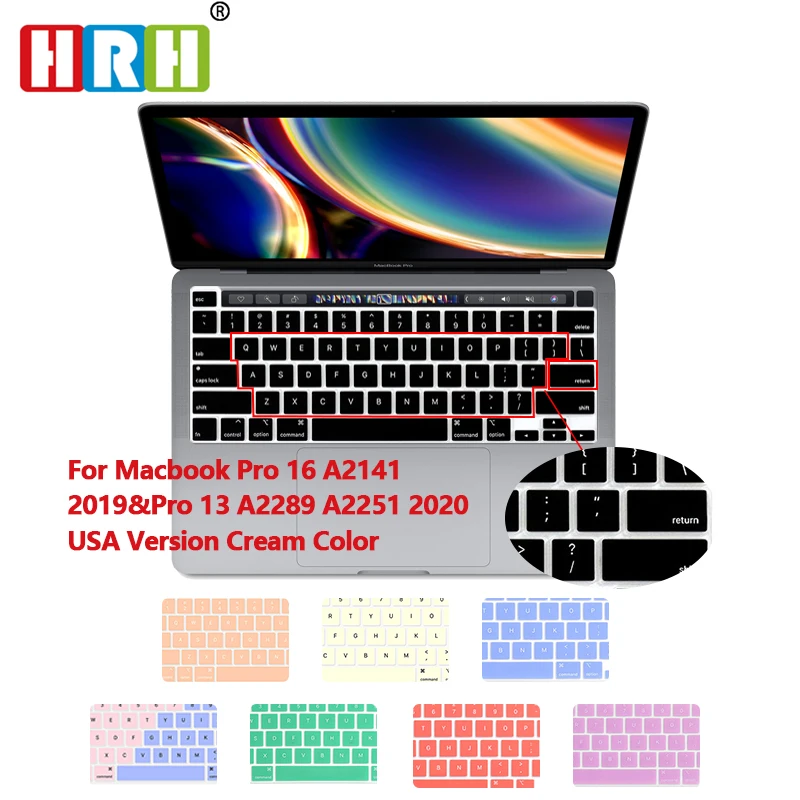 

HRH Silicone English Cream Design Skin Keyboard Cover For MacBook New Pro16 A2141 Pro13 M1 M2 Chip A2338/A2251/A2289 2020 2022