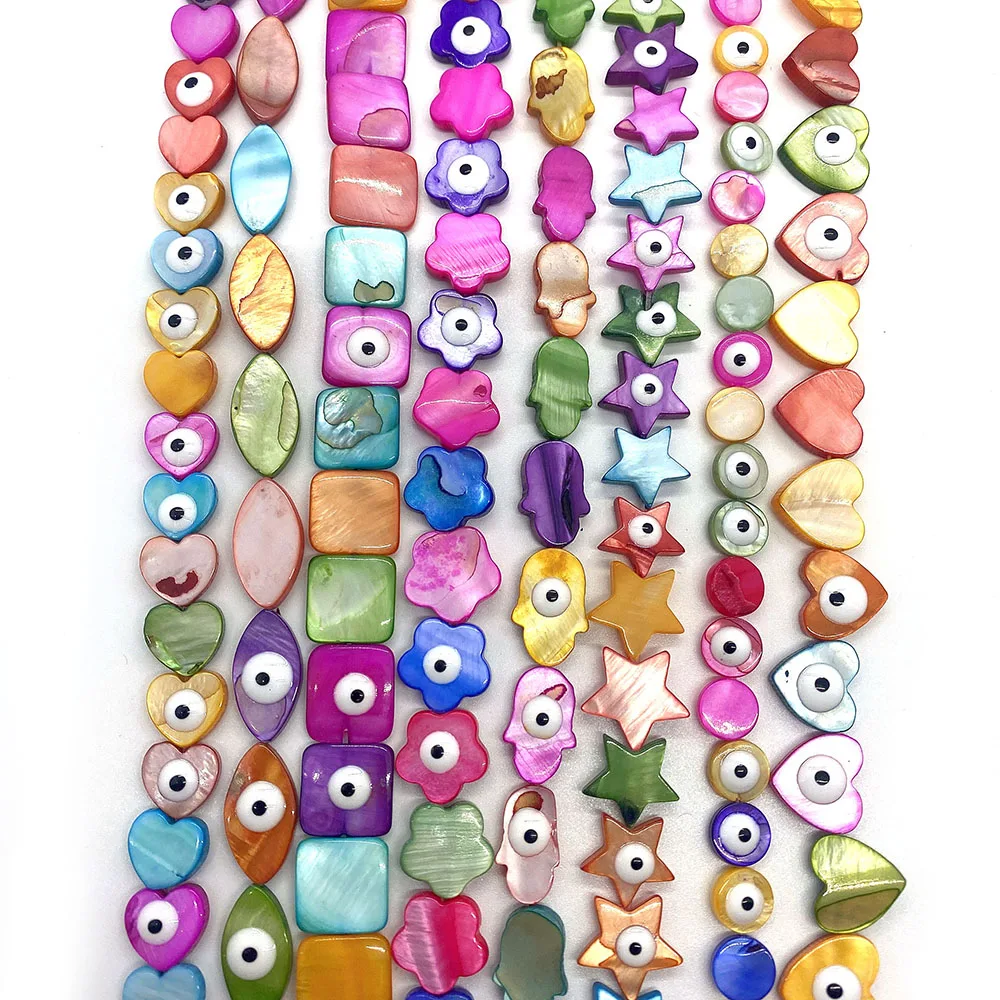 

9-18mm Multi-Shape Dyed Shell Beads Natural Colorful Mother of Pearl Bead Smooth Spacer Dyed Beads for DIY Neckalce Bracelet