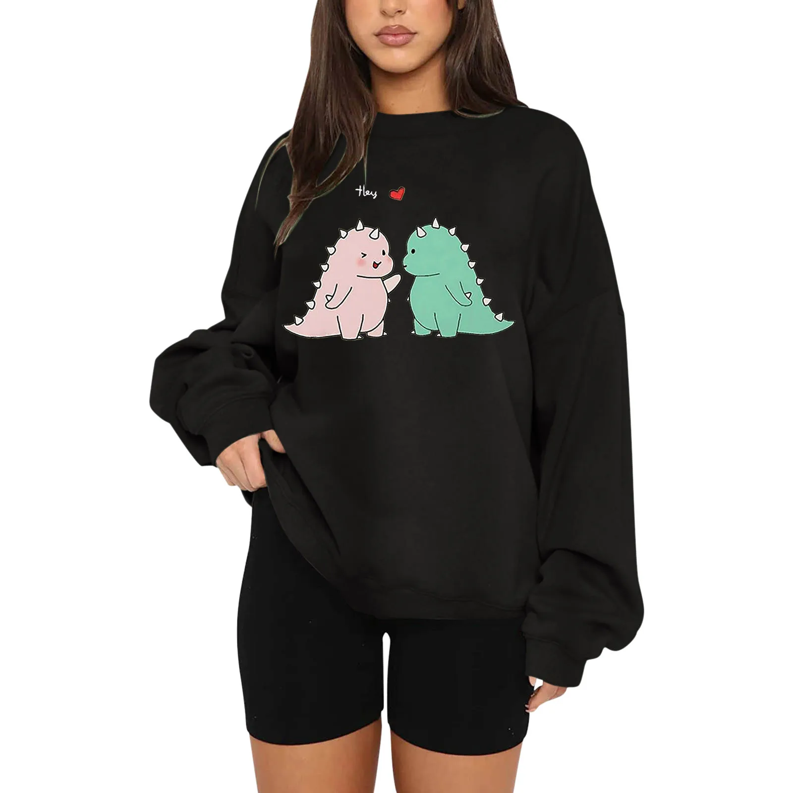 

Medium Hoodies Teen Girls Tops For Womens Print O Neck Casual Loose Sweatshirt Round Neck Distressed Pullover Fashion Sweatshirt
