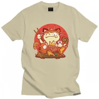 funny cat sushi bar tshirts men pre shrunk cotton t shirt cool cartoon anime tee short sleeved casual graphic t shirt clothing