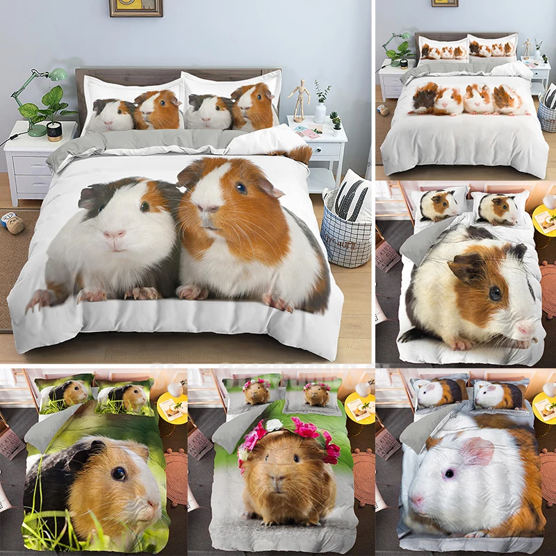

Guinea Pig Bedding Set Cute Mouse 3D Printed Duvet Cover Animal Comforter Cover for Kids Boys Girls Teens Soft Twin Quilt Cover